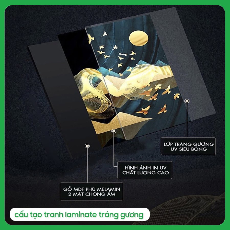 - Tranh Laminate Tráng Gương - Tranh Treo Tường Phòng Khách, Phòng Ngủ Phong Thủy - Hươu Tài Lộc