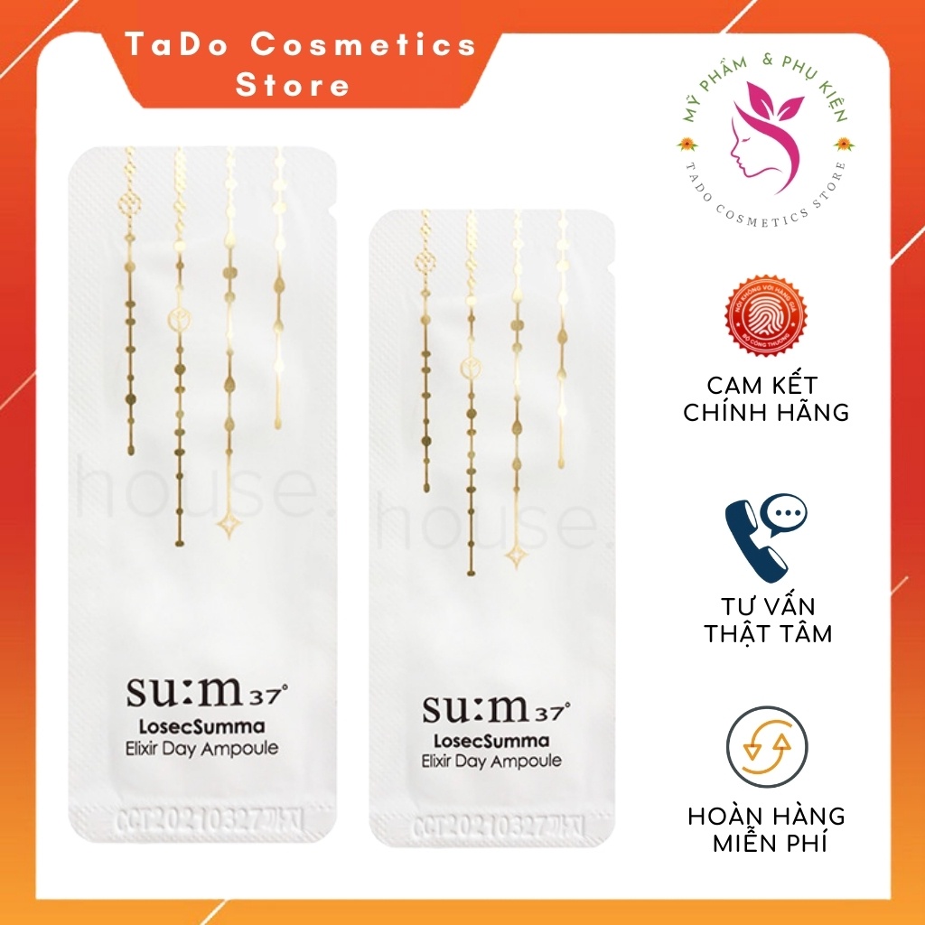Tinh chất serum vàng 24k ngày Sum 37 Losec Summa Elixir Day Ampoule gói 1ml - dưỡng da đều màu mờ thâm nám