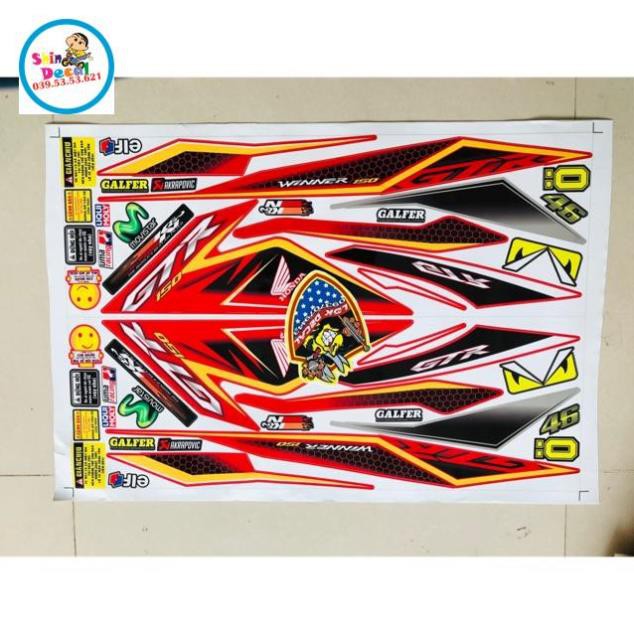 Tem rời winner dán xe đỏ 3 lớp