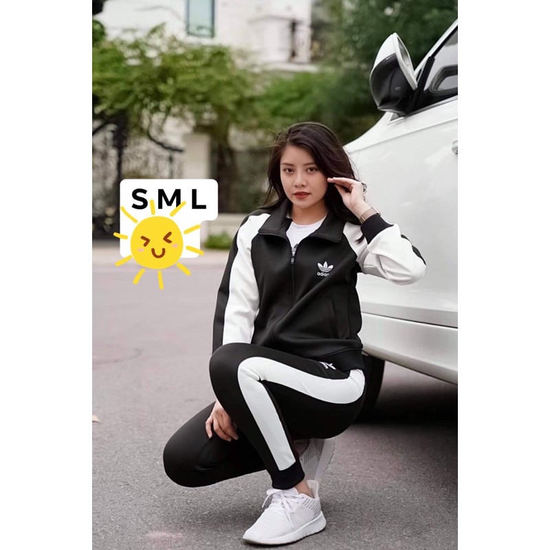 Bộ Adidas nữ phối đen trắng[vải xịn]
