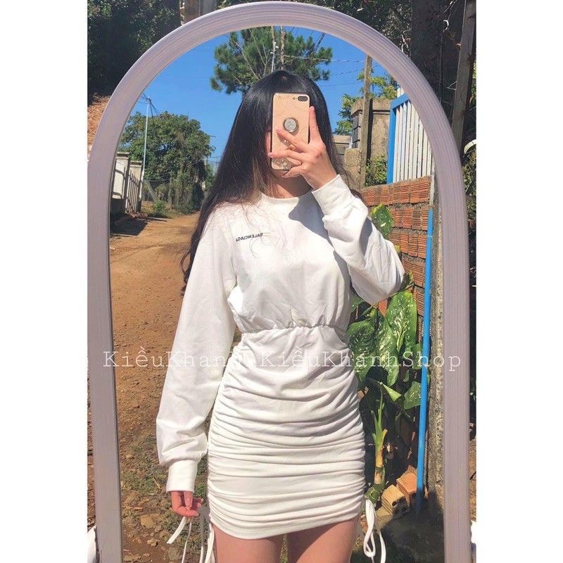 Váy body tay dài rút dây siêu xinh