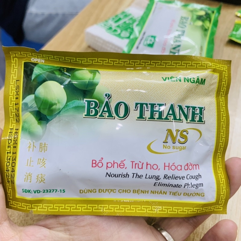 Viên Ngậm Bảo Thanh Không Đường Bổ Phế Trừ Ho Giảm Đờm