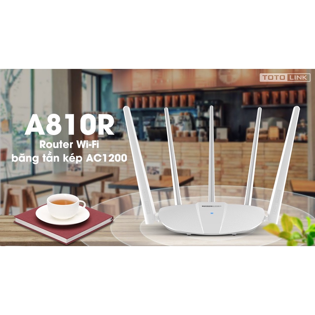 [Mã 254ELSALE giảm 7% đơn 300K] Bộ phát wifi router wifi băng tần kép chuẩn AC 1200Mbps TOTOLINK A810R