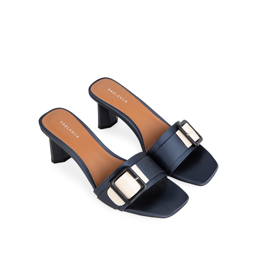 Guốc mũi vuông phối belt cao 6cm Sablanca 5050GN0032