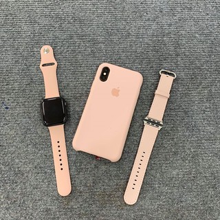 Bộ đôi  ốp lưng và dây Apple Watch HỒNG NUDE quý phái