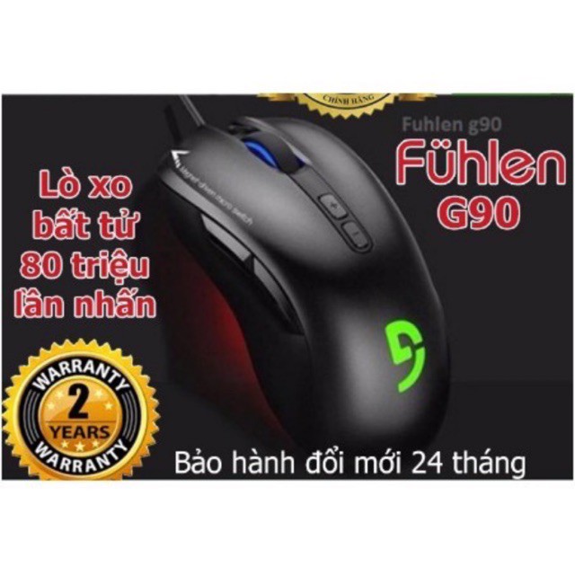 Chuột Chơi Game Fuhlen G90 Với Nút Bấm 'Bất Tử' - Lò Xo Bất Tử 80 Triệu Click Bảo hành 2 năm