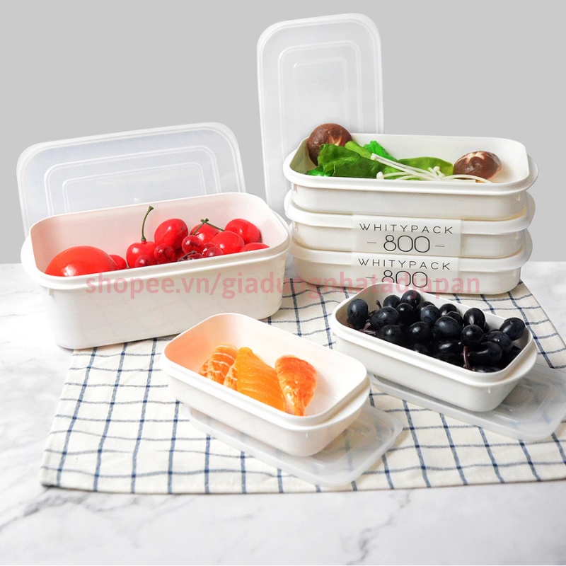 Hộp đựng thực phẩm tủ lạnh bằng nhựa nắp dẻo 350ml, 700ml, 1600ml Whity Pack hàng nội địa nhật Bản AD21
