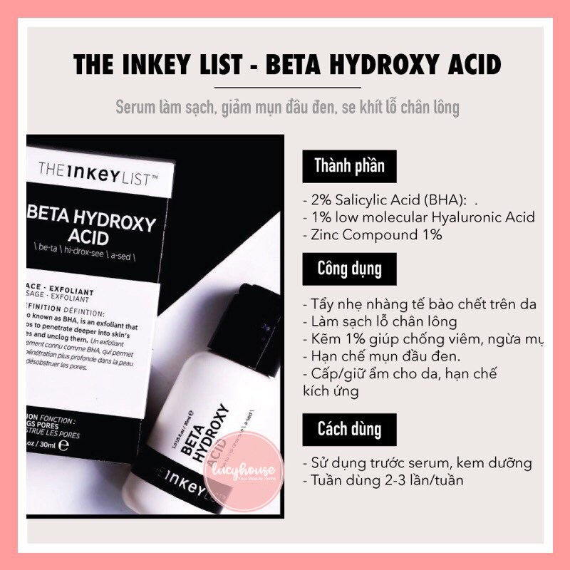 Tinh chất tẩy da chết BHA The INKEY List Beta Hydroxy Acid Exfoliant 30ml