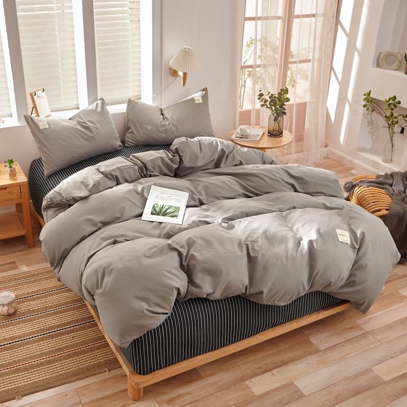 Trọn Bộ Chăn Ga gối 4 món_LOẠI 1_Chất cotton đũi dầy dặn mềm mịn thoáng mát mẫu  mới nhất