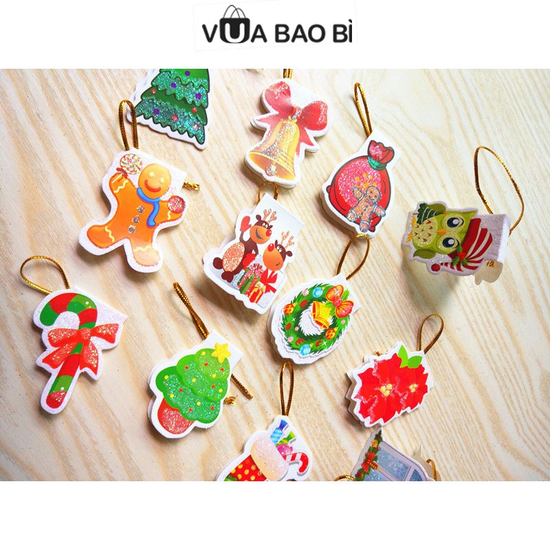 Thiệp noel treo cây thông giáng sinh, thiệp giáng sinh mini dễ thương hình người tuyết/ông già noel/tuần lộc/tất