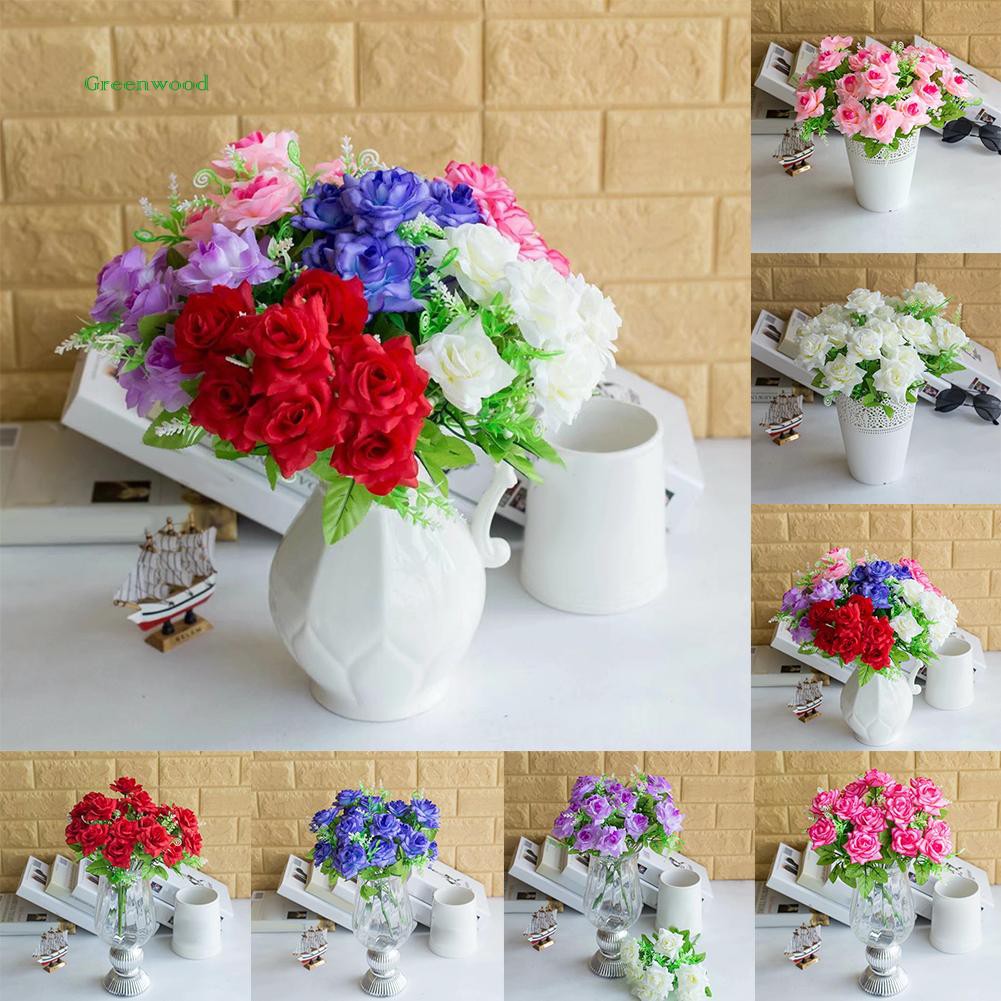 Set 7 nhánh hoa hồng màu sắc xinh xắn dùng trang trí nội thất tiện dụng