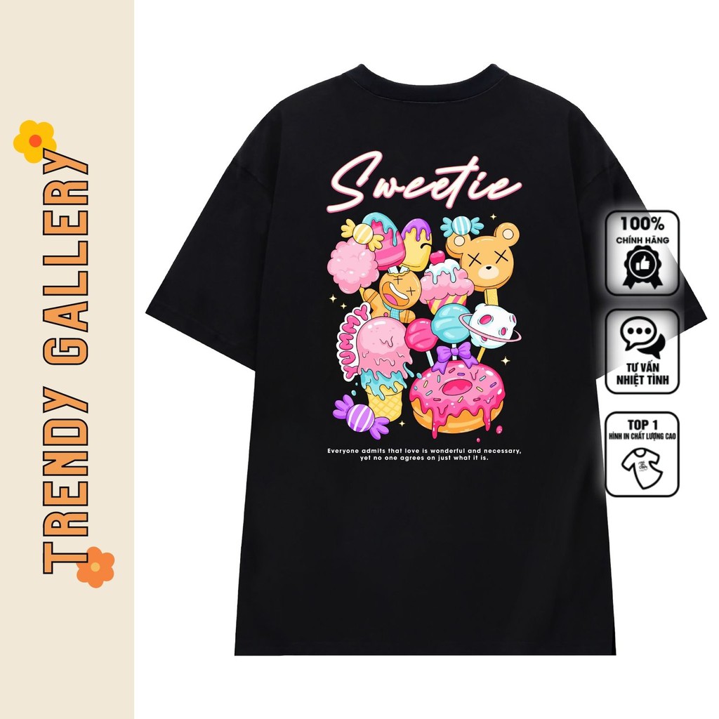 Áo Phông Nữ Form Rộng "sweetie" Trendy Gallery, Áo Thun Tay Lỡ Unisex In Hình Dễ Thương Ngọt Ngào Tv5072