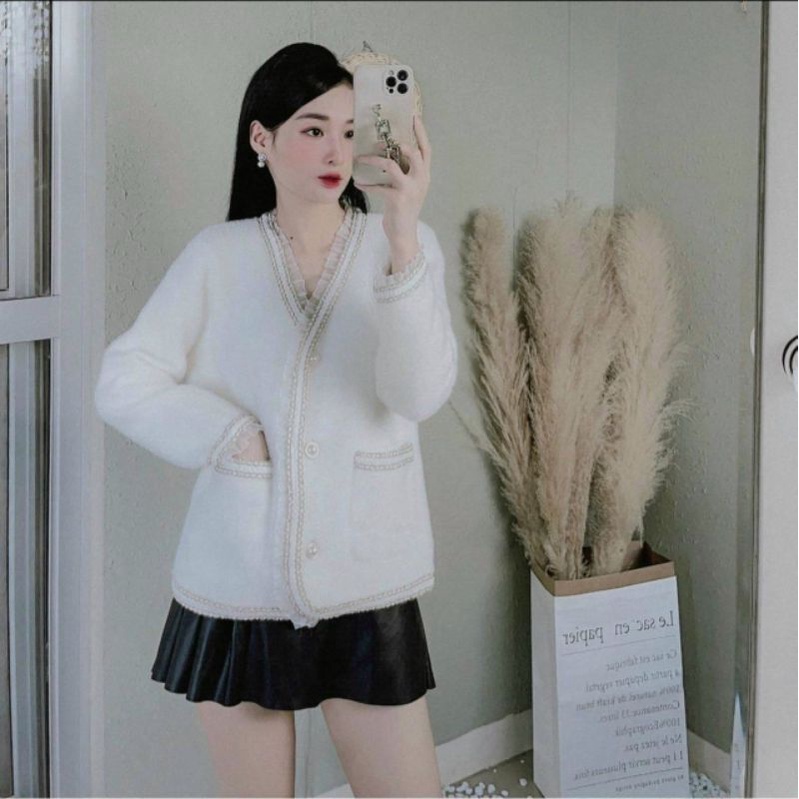 Áo cadigan lông thỏ