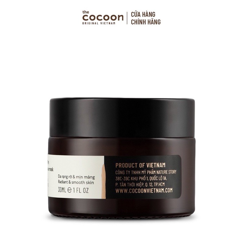 Mặt nạ NGHỆ Hưng Yên Cocoon - Yến mạch, B3 dưỡng da trắng mịn 30ml