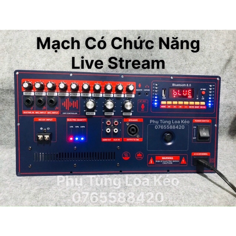 Mạch Loa Kéo Echo Reverb Công Suất 600w Đôi Có Quạt + Chức Năng Live Stream