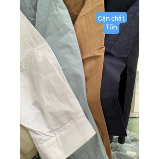 Áo sơ mi trơn dáng oversize chuẩn vintage
