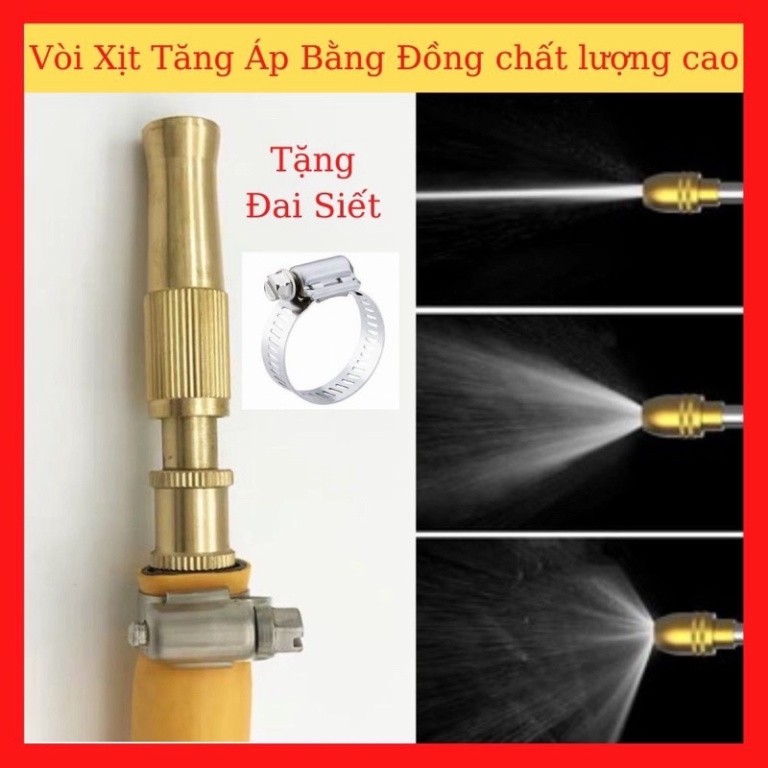 Đầu vòi xịt tăng áp, áp lực cao mini bằng đồng, nhỏ nhưng có võ, đa năng: vệ sinh, rửa xe, tưới cây