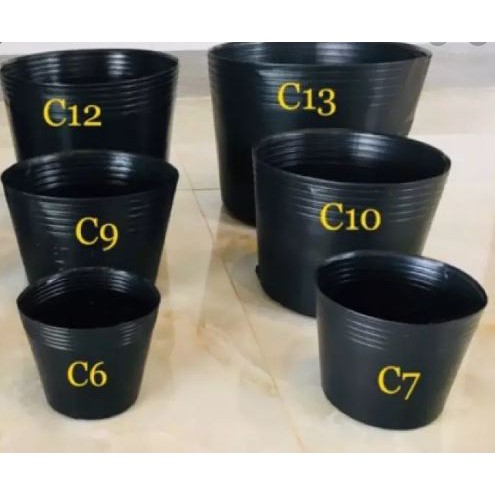 [Combo 10 cái] chậu nhựa đen C6 mềm dẻo trồng cây nhỏ, ươm cây con KT: 15x10.5x12cm