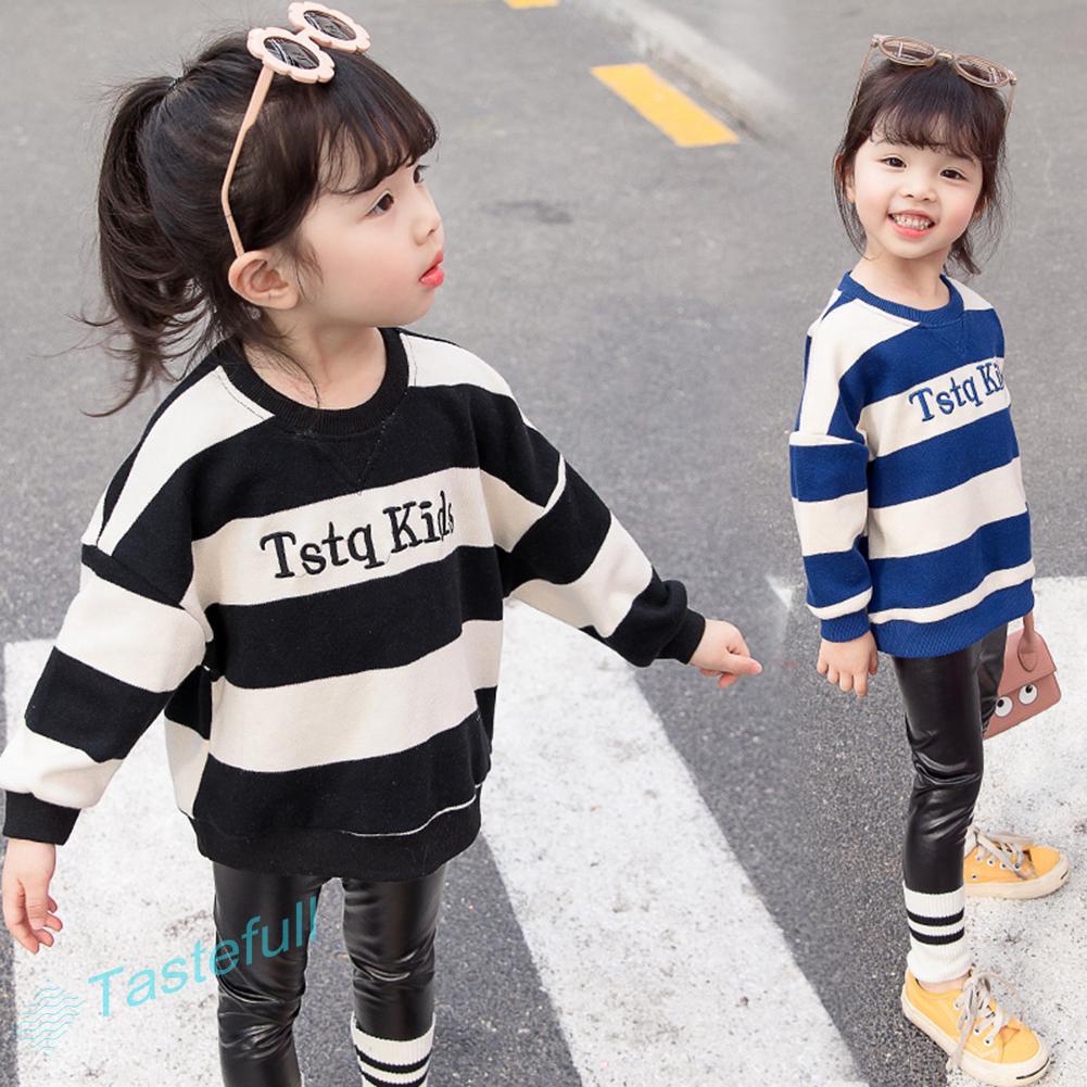 2pcs Clothes Set Striped Letter Kid Girls Long Sleeve Jumper Pants for baby