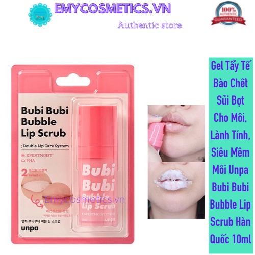 Gel Tẩy Tế Bào Chết Sủi Bọt Cho Môi, Lành Tính, Siêu Mềm Môi Unpa Bubi Bubi Bubble Lip Scrub Hàn Quốc 10ml
