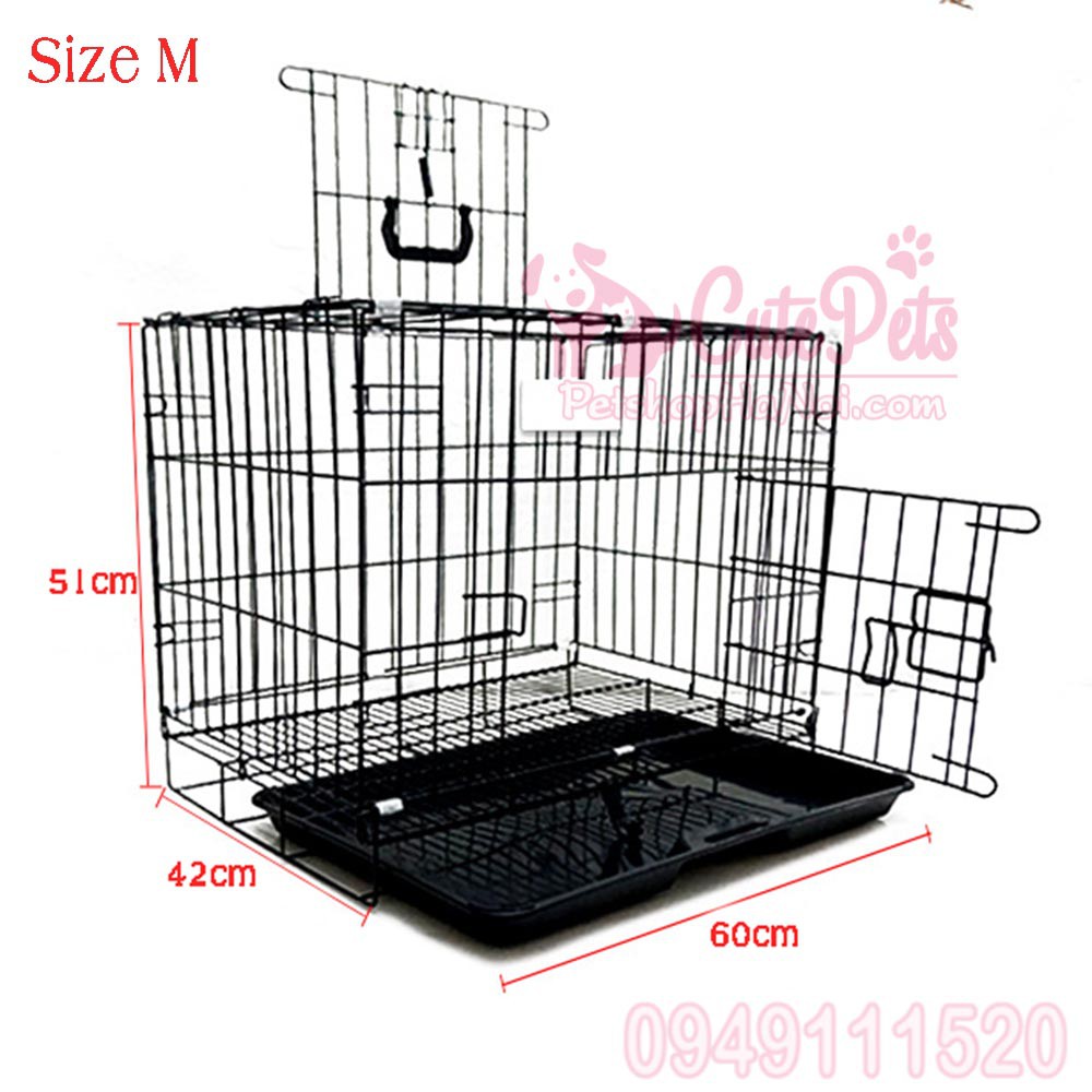 Lồng sơn tĩnh điện Nan dày Size M 60x42x51cm có thể gấp gọn - CutePets Phụ kiện chó mèo Pet shop Hà Nội