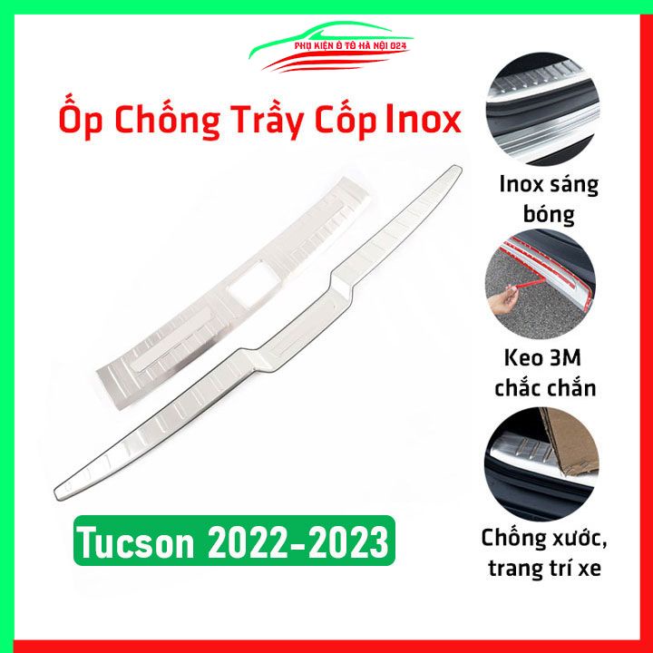 Ốp chống trầy cốp trong ngoài Tucson 2022-2023 inox sáng bóng