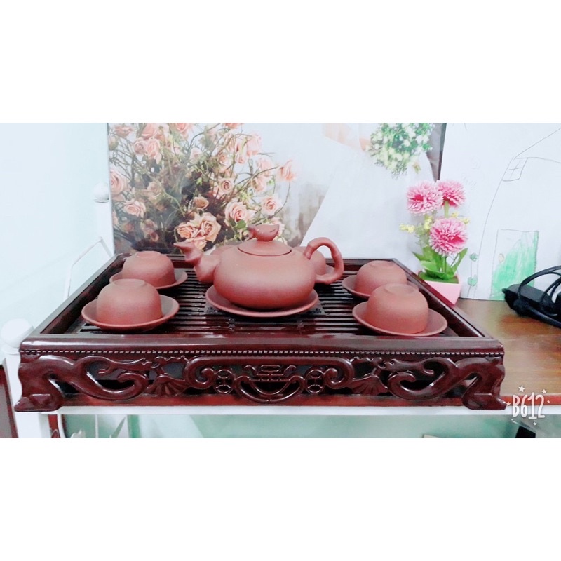 Khay đựng bộ ấm trà nhựa - Trà Đào cực đẹp có khay thoát nước Cao Cấp