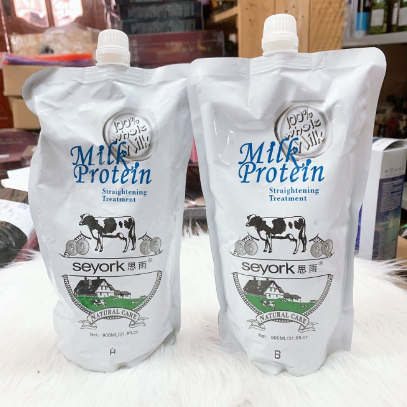 Cặp Thuốc Duỗi Tóc Milk Protein Seyork cho tóc yếu hư tổn