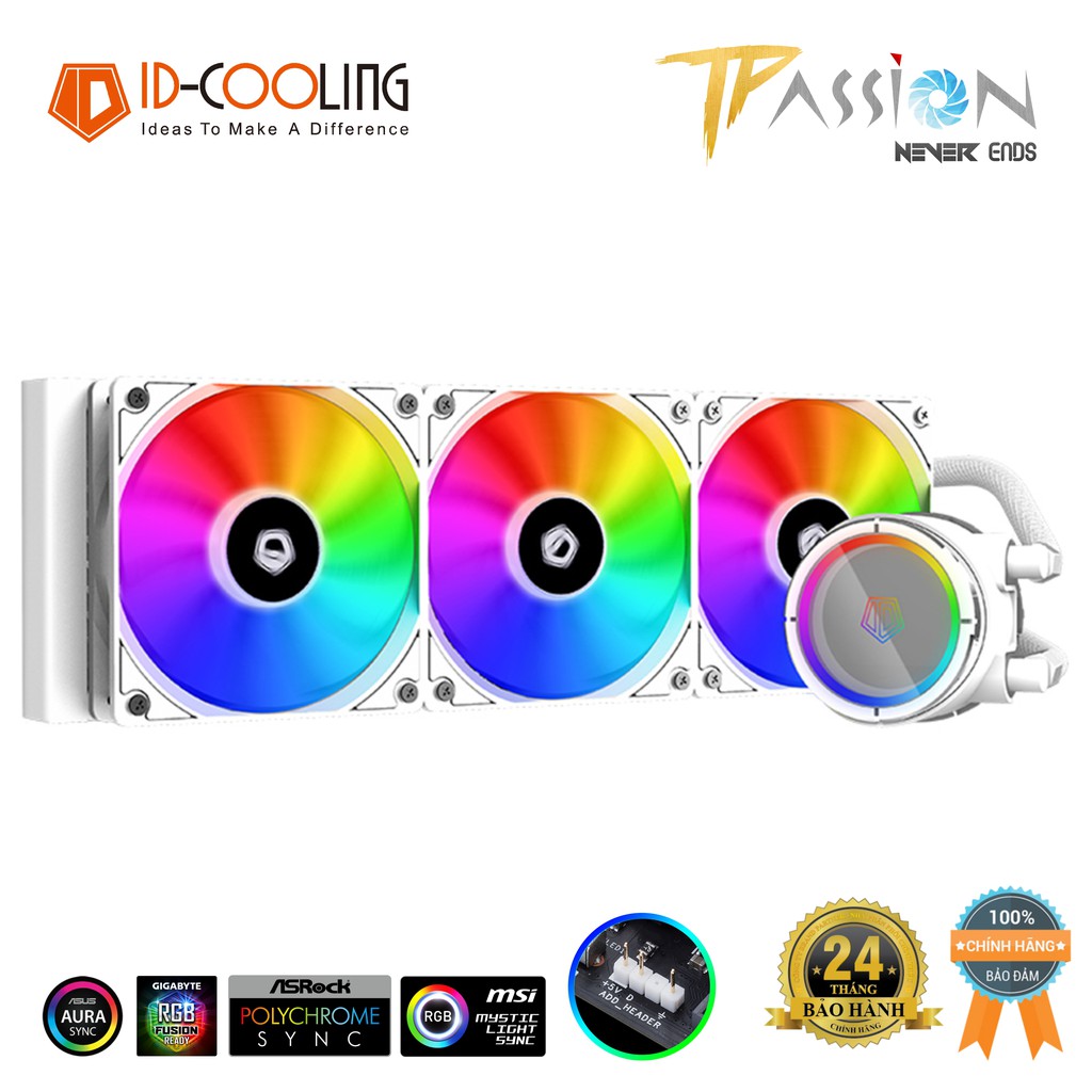 Tản nhiệt nước AIO CPU ID-Cooling ZOOMFLOW 360XT | 360-XT ARGB ĐEN | TRẮNG SNOW EDITION - Chính hãng, LED rainbow