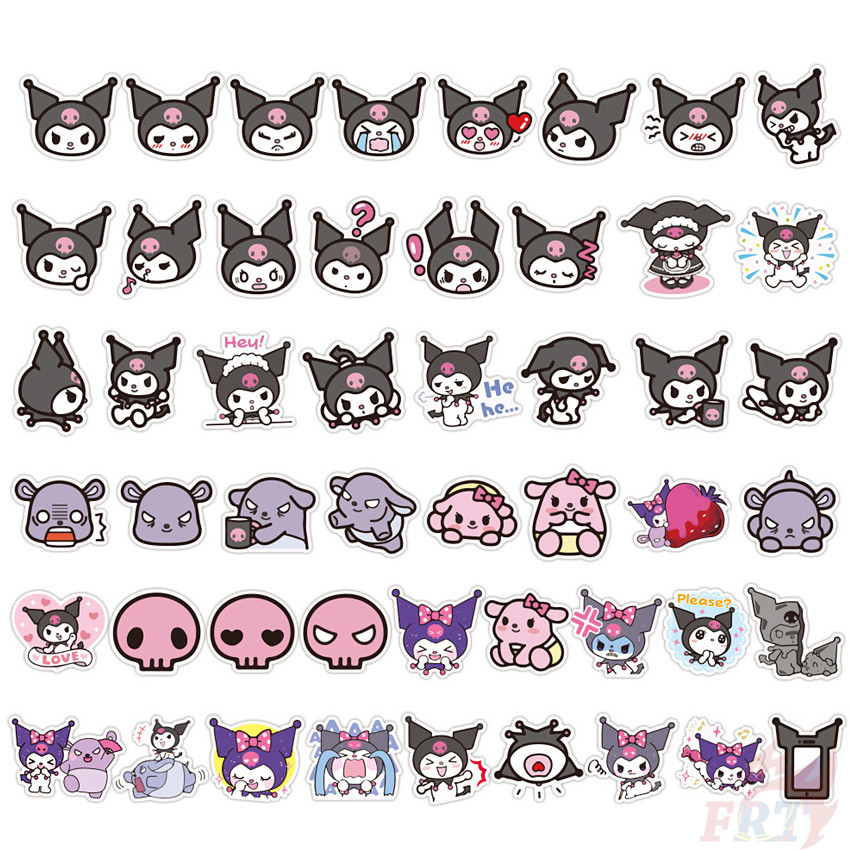 Bộ 50 Sticker Chống Thấm Nước Hình Nhân Vật Sanrio Thuộc Series Kuromi Số 01