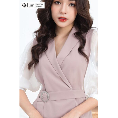 Áo vest nữ Linbi màu hồng, phối oganza sang trọng, xinh xắn Liin clothing V5313 | BigBuy360 - bigbuy360.vn