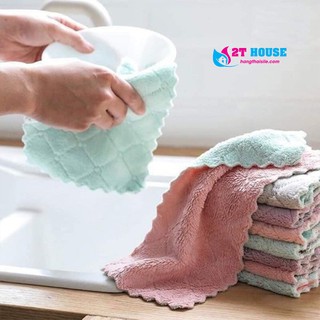 10 Khăn lau đa năng (lau bếp, bát đĩa, bàn ghế...) 2 mặt siêu mềm mịn, thấm hút tốt,kháng khuẩn (1chiếc)