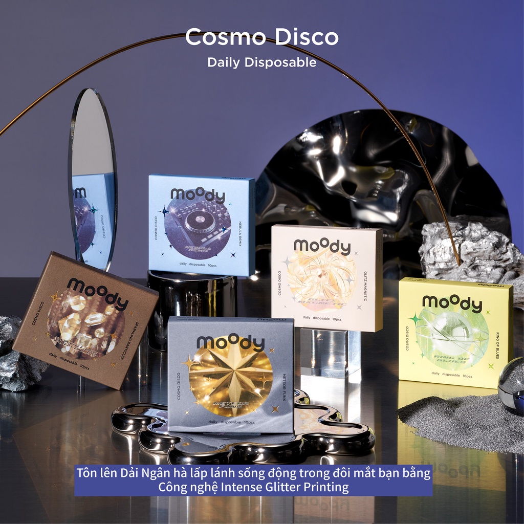 Set 10 kính áp tròng có màu Moody Daily METEOR FUNK 14.2mm bô sưu tập Cosmo Disco