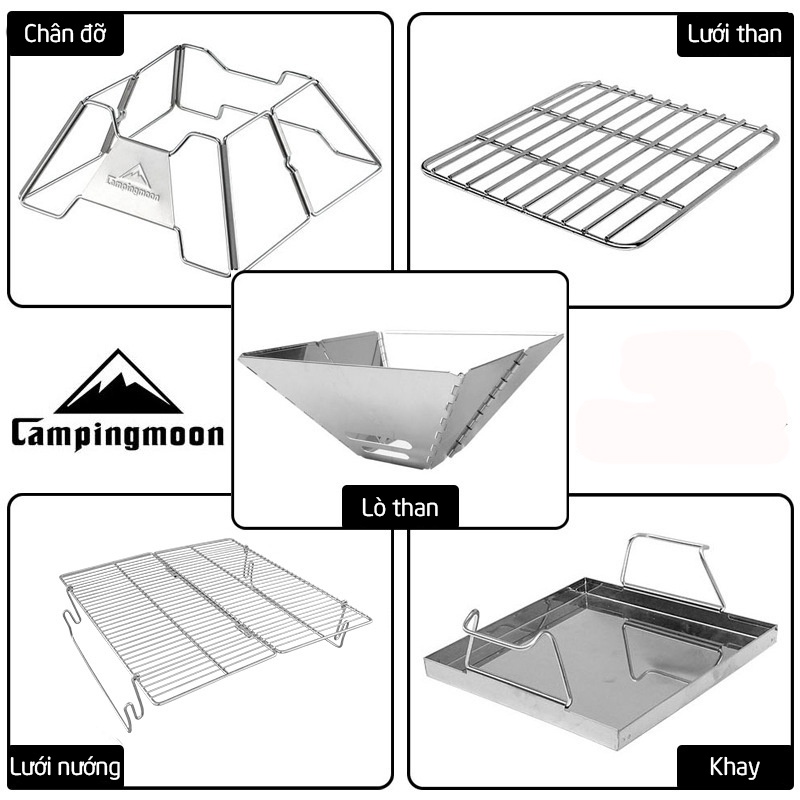 Bếp nướng than CampingMon MT-2 bếp nướng than hoa du lịch, dã ngoại, cắm trại, picnic có túi đựng gọn gàng