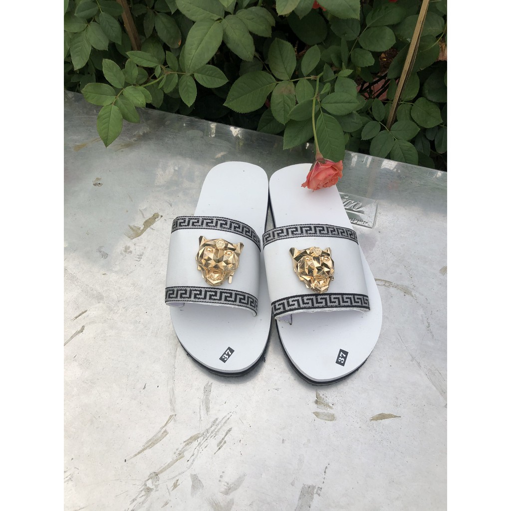 dép quai ngang nam nữ sandal đồng nai ( đế trắng quai ngang trắng có logo ) size có từ 35 nữ đến 43 nam khác size ib