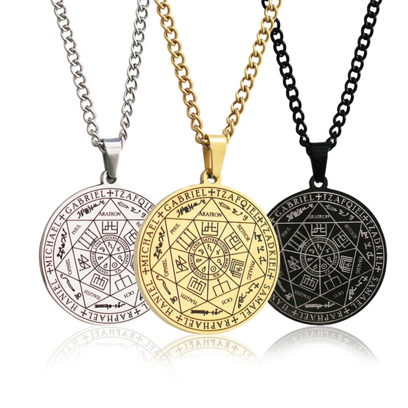 [CH *] Vòng cổ Mặt Ngôi Sao Solomon Heptagram Phong Cách Retro - Totem Talisman-