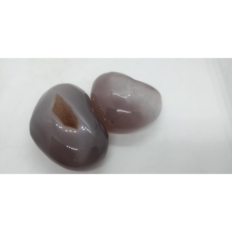 1 Viên Đá TA Agate Hình Trái Tim Màu Nâu Có Hốc Kích thước 6cm