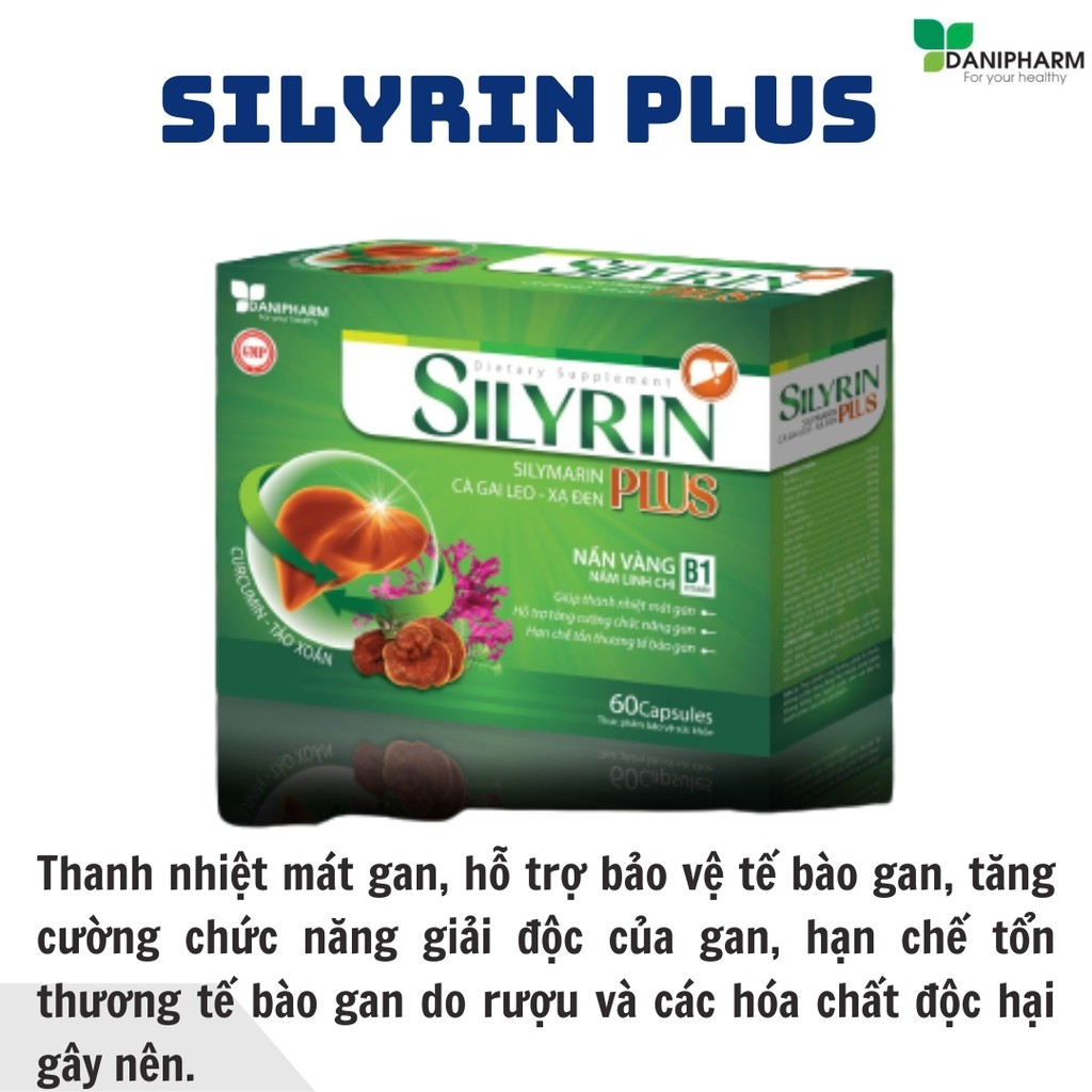 Viên uống giải độc gan Nấm Linh Chi, Cà Gai Leo  bồi bổ sức khỏe- Silyrinplus DANIPHARM