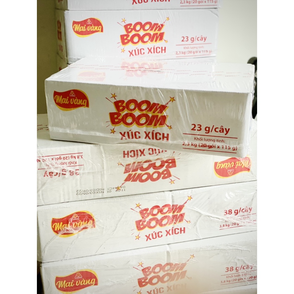 01 THÙNG XÚC XÍCH TIỆT TRÙNG VISSAN BOOM BOOM 20 BỊCH (20 bịchx5 câyx23G)