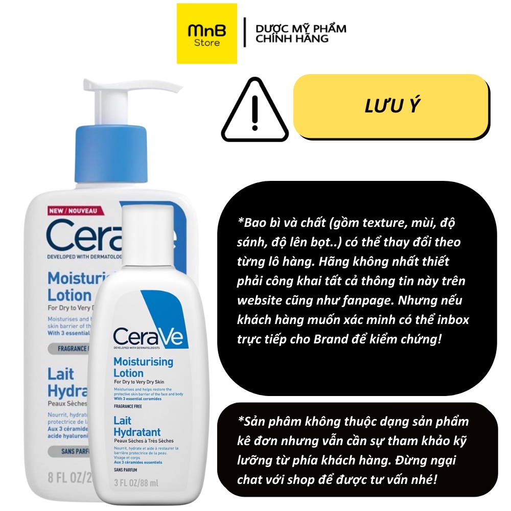 Kem dưỡng ẩm phục hồi da Cerave Moisturizing Lotion Lait Hydratant mỹ 20ml