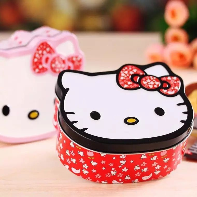 Hoạt Hình Hộp Thiếc Đựng Đồ Trang Điểm Hình Mèo Hello Kitty