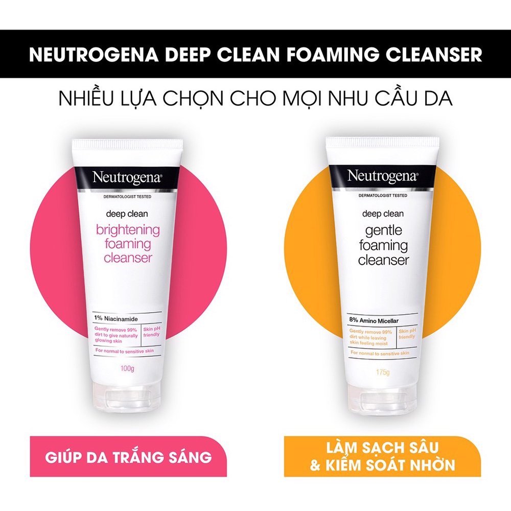 Sữa Rửa Mặt Làm Sạch Sâu Và Kiểm Soát Nhờn Neutrogena Deep Clean Foaming Cleanser