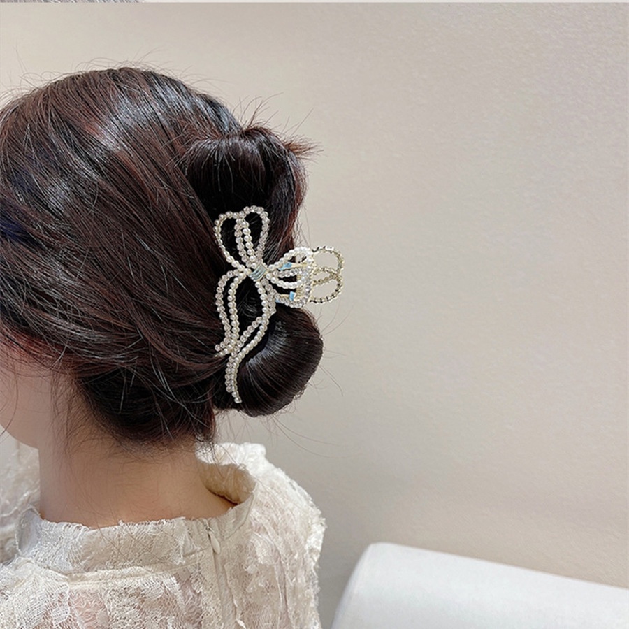 Kẹp Tóc Nơ Đính Đá Kim Cương Giả Toàn Bộ 10cm Phong Cách Hàn Quốc Cho Nữ
