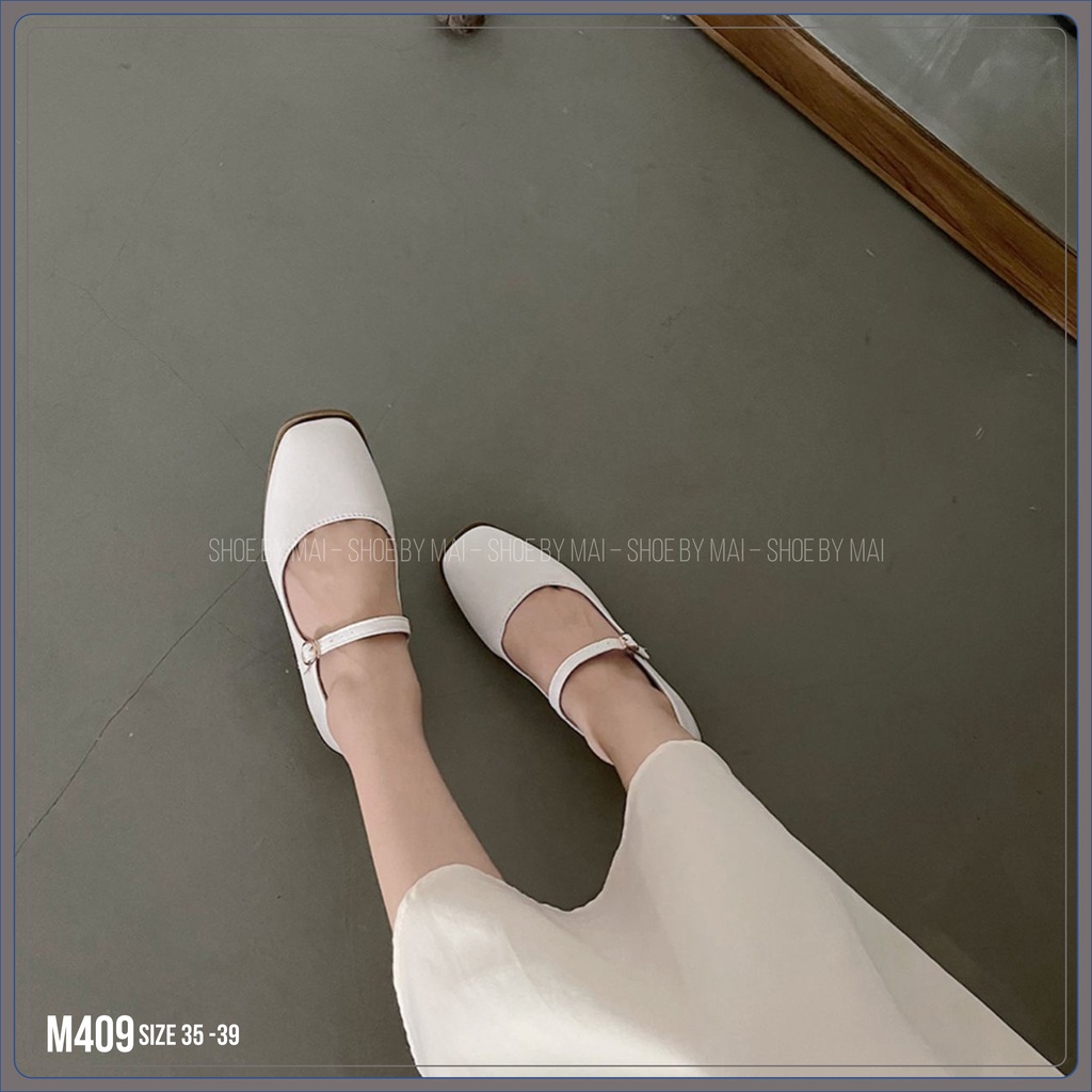 Giày búp bê nữ, quai ngang đế vuông M409 SHOEBYMAI