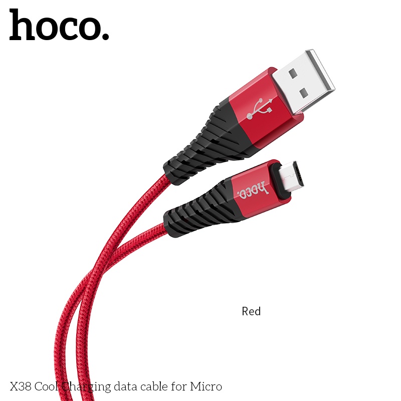 Dây sạc android Hoco X38 Micro-USB 2.4A bọc dù chống gãy gập dành cho Samsung, Oppo, Huawei, Realme... dài 1 mét