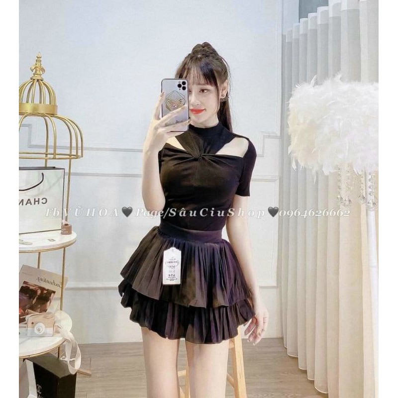 Chân váy ngắn xếp ly 2 tầng | BigBuy360 - bigbuy360.vn