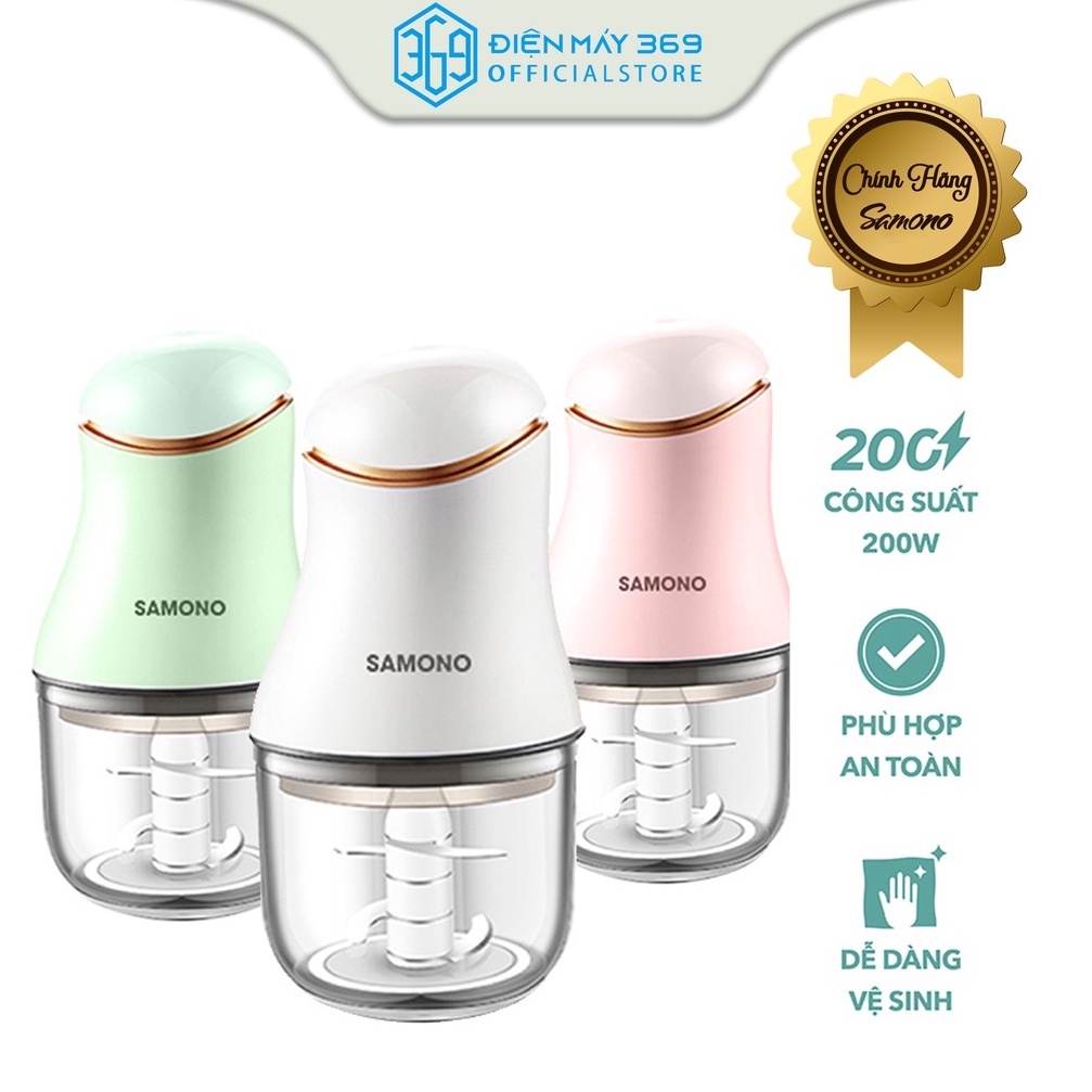Máy xay đồ ăn mini đa năng SAMONO SW099 xay thịt tỏi ớt hiệu suất 200W, Chịu nhiệt, Tiện lợi, Thép không gỉ