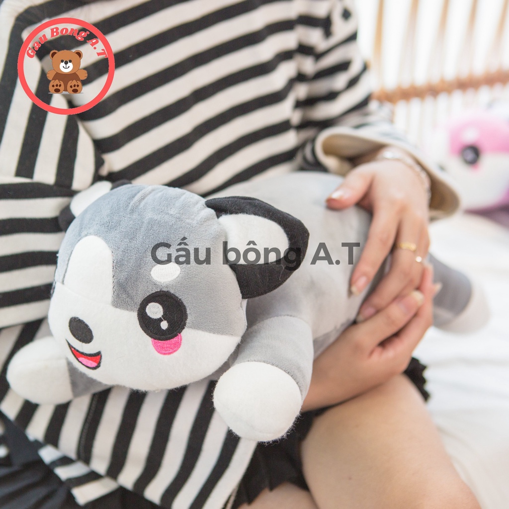 Gấu Bông Mèo Husky siêu to khủng lồ, thú nhồi bông mặt ngáo, gối ôm mèo ngáo size 40m-1m5