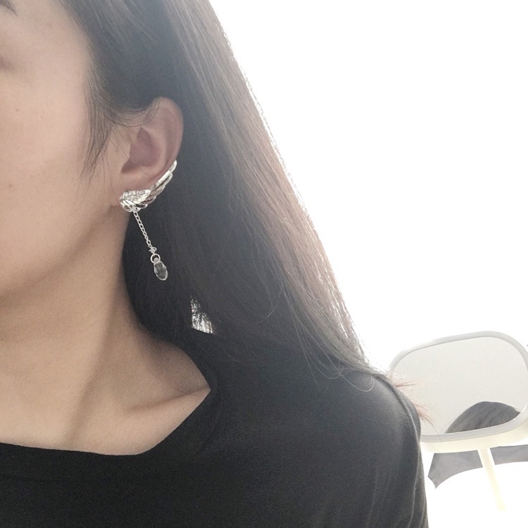 Bông tai dài pha lê cánh thiên thần nhân tạo thời trang