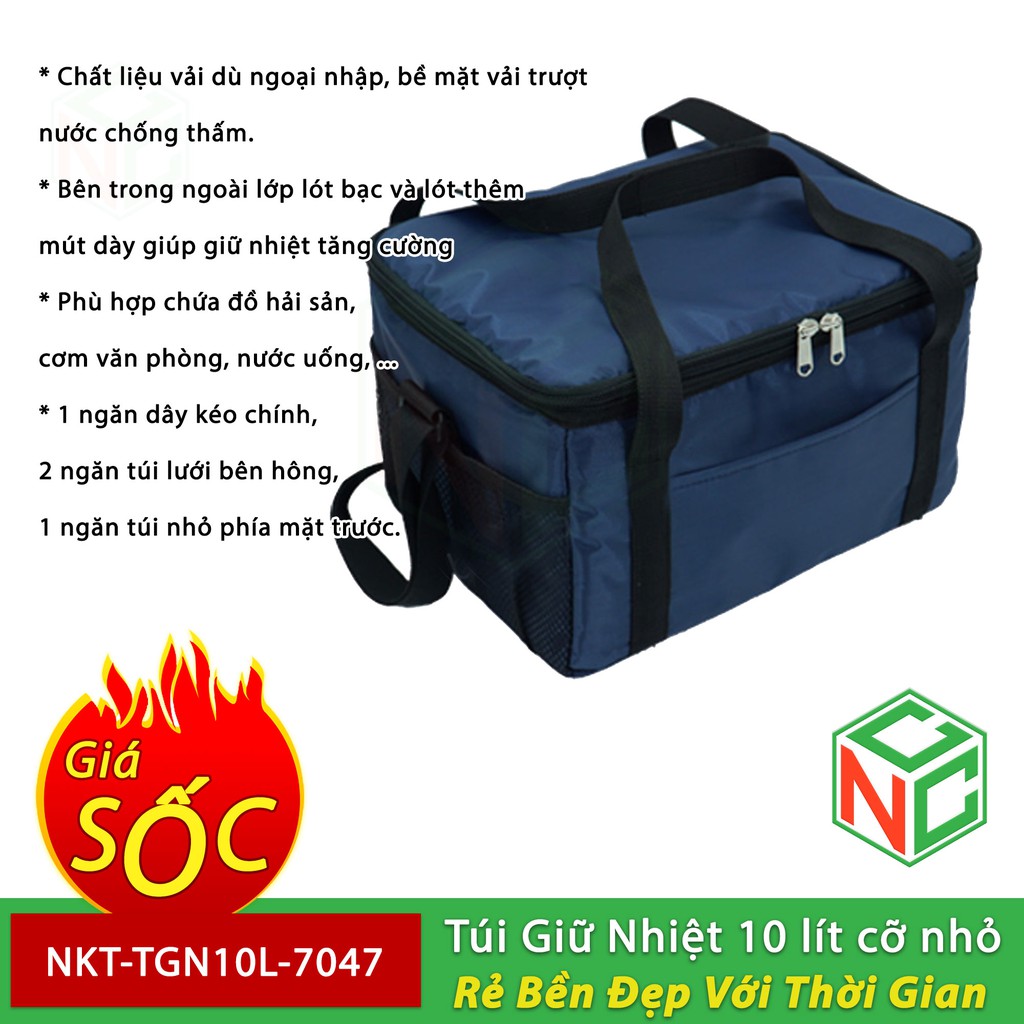 Túi Giữ Nhiệt Cỡ Nhỏ 10 11 Lít phù hợp Quán Ăn Uống Cafe Trà Sữa - Phòng Bếp - NKT-TGN10L-7047 (Nhiều màu)